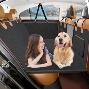 Waterproof Dog Car Seat Cover w/ Hard Bottom Extender for Truck SUV Anti-Scratch